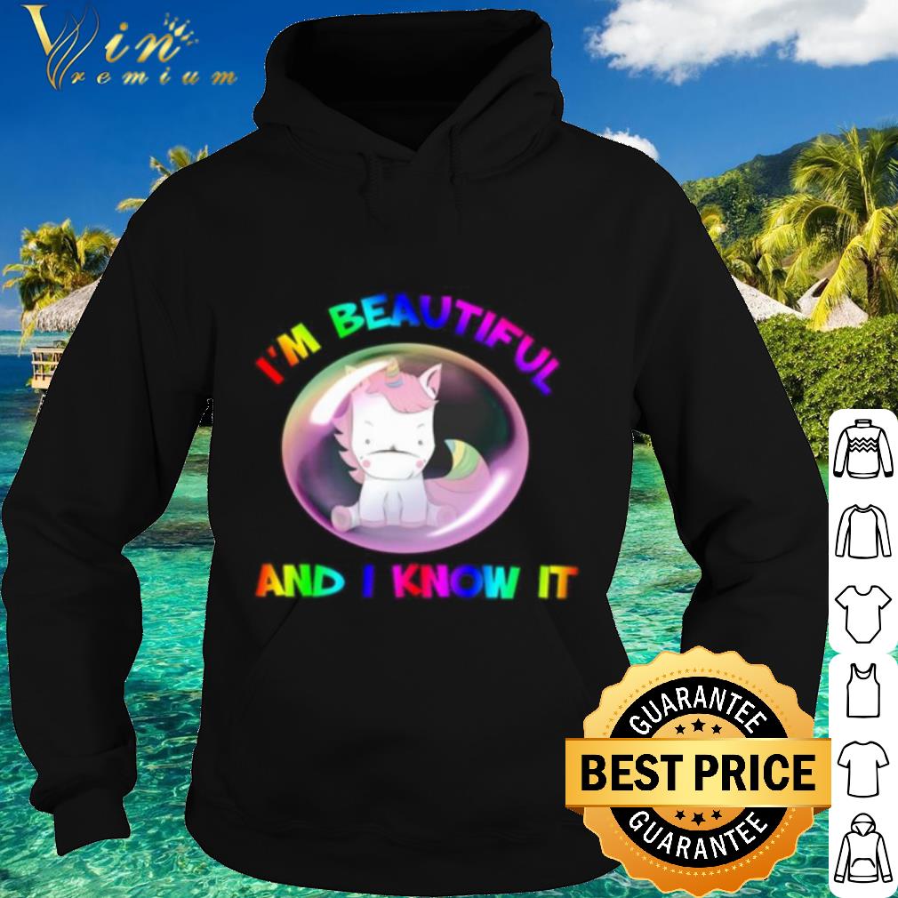 Pretty Lgbt unicorn i’m beautiful and i know it shirt