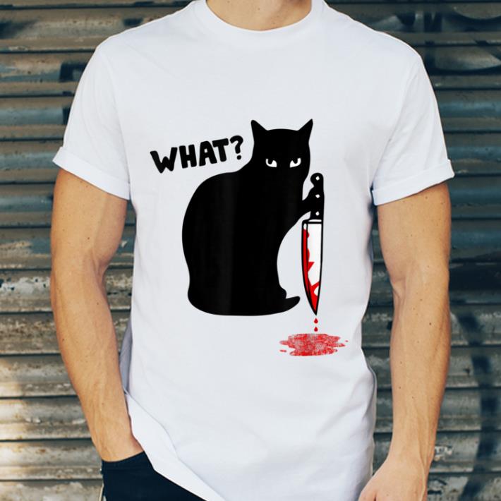 Official What Murderous Cat Holding Knife Funny Halloween Costume shirt