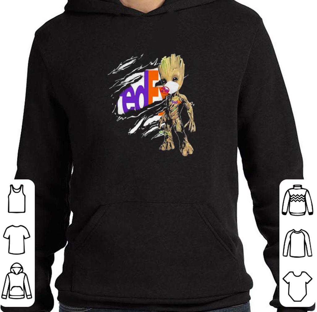 Pretty Baby Groot Mask Inside Me Fedex Logo Torn shirt