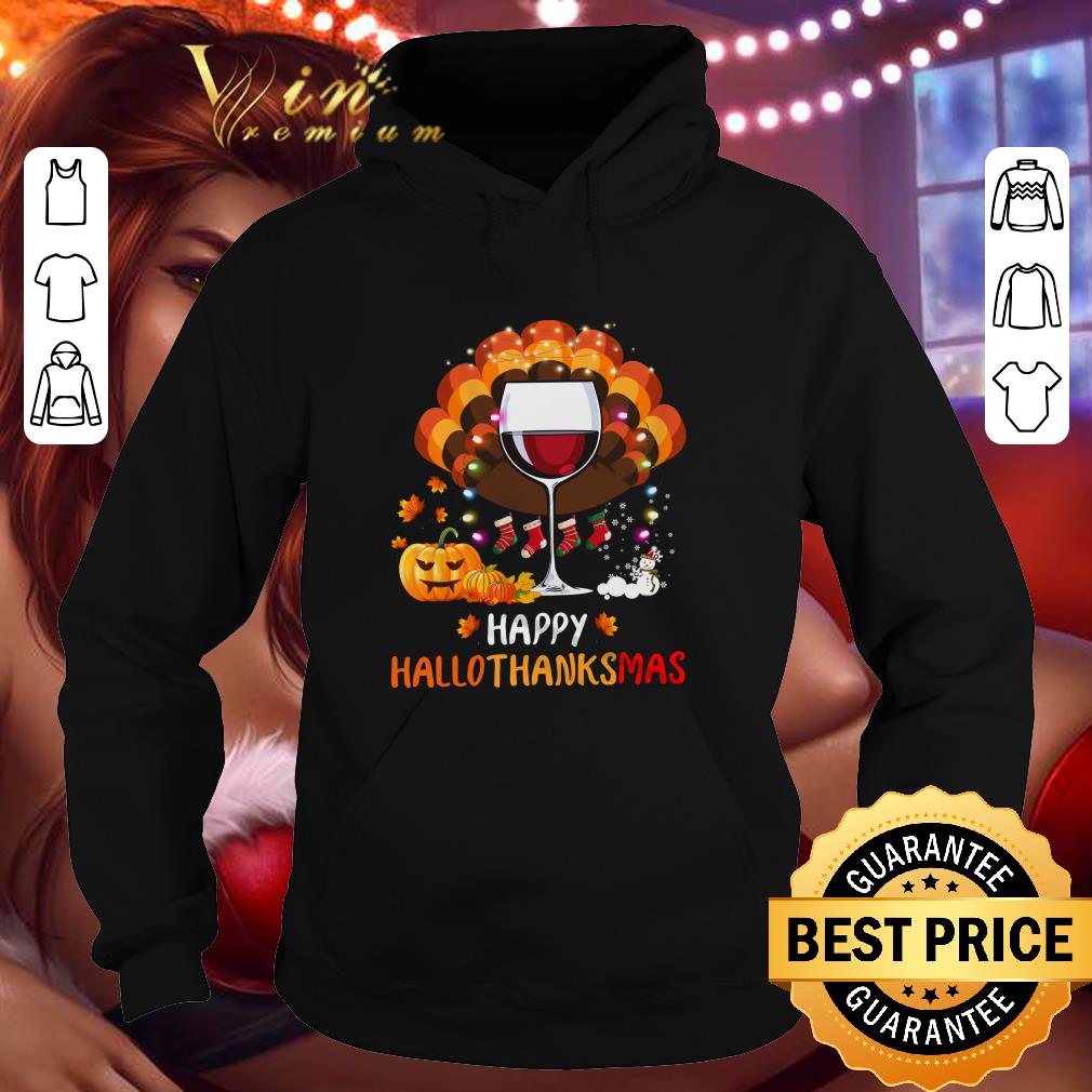 Official Wine Glasses Turkey Happy Hallothanksmas shirt 3 Official Wine Glasses Turkey Happy Hallothanksmas shirt