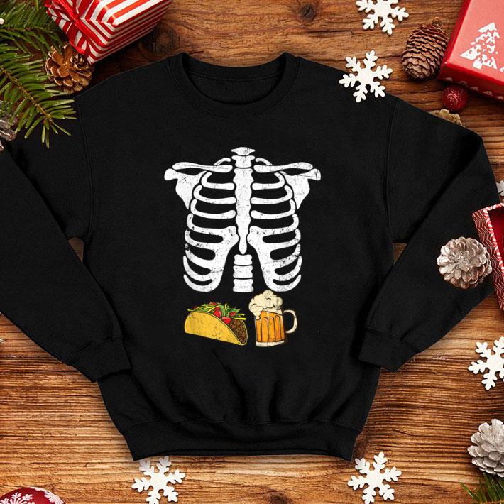 Pretty Skeleton Pregnancy Taco And Beer Xray Halloween Dad To Be shirt