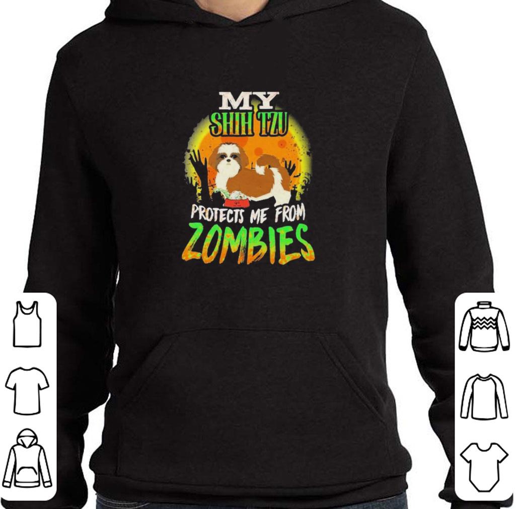 Awesome My Shih Tzu protects Me from Zombies halloween shirt