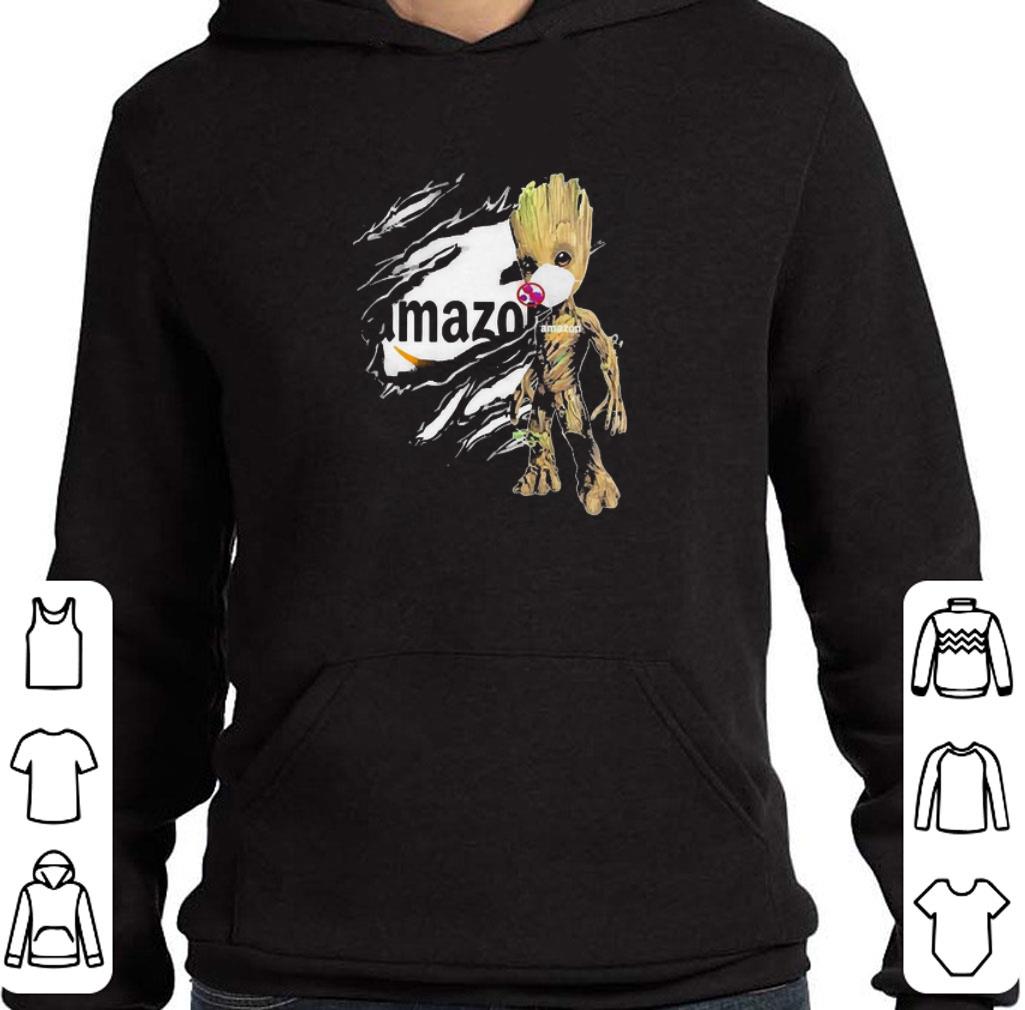 Hot Baby Groot Mask Inside Me Amazon Logo Torn shirt