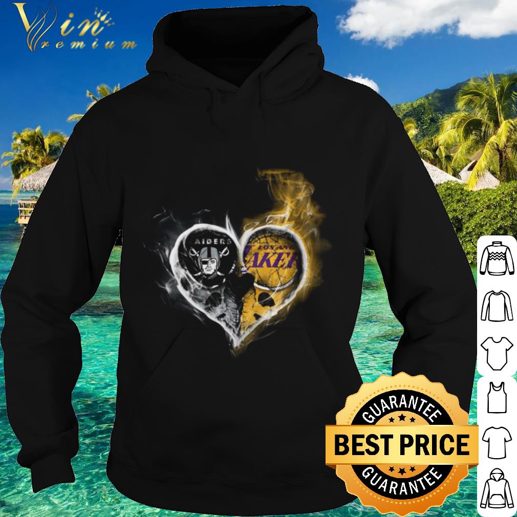 Cool Smoky Heart Oakland Raiders and Los Angeles Lakers shirt