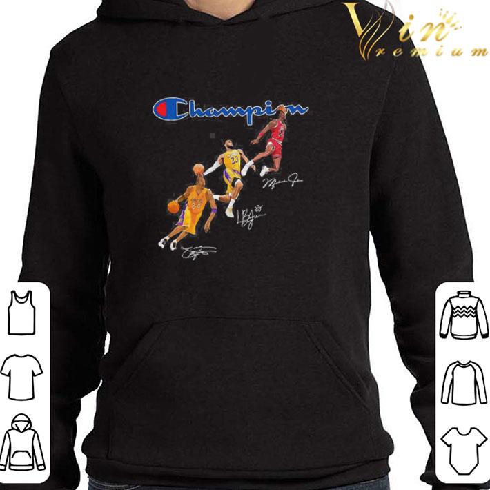 Kobe Bryant LeBron James Michael Jordan Champion signatures shirt 3 Kobe Bryant LeBron James Michael Jordan Champion signatures shirt