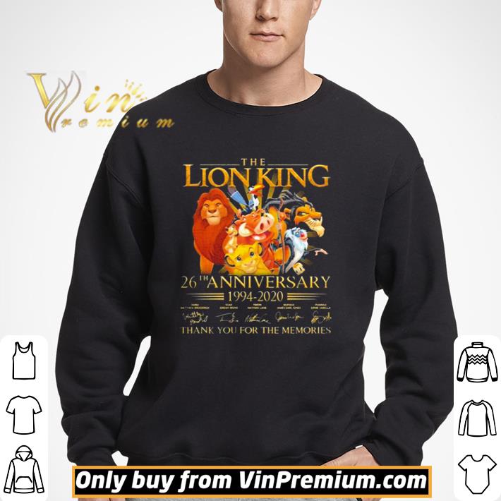 The Lion King 26th anniversary 1994-2020 signatures thank you for the memories shirt