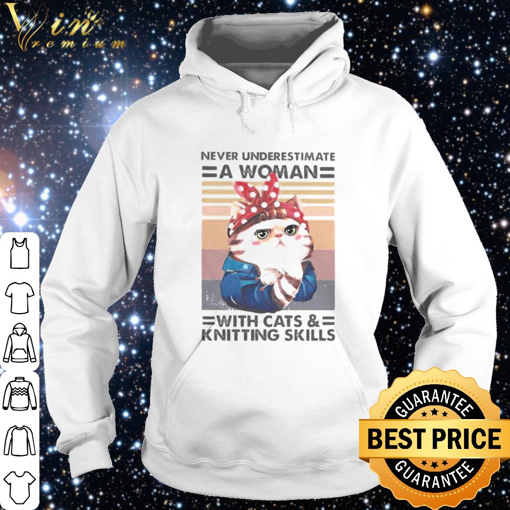 Cool Never underestimate a woman with cats and knitting skills vintage shirt