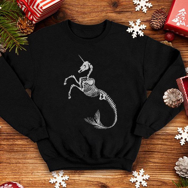 Official Unicorn Mermaid Skeleton Halloween Fantasy Art shirt