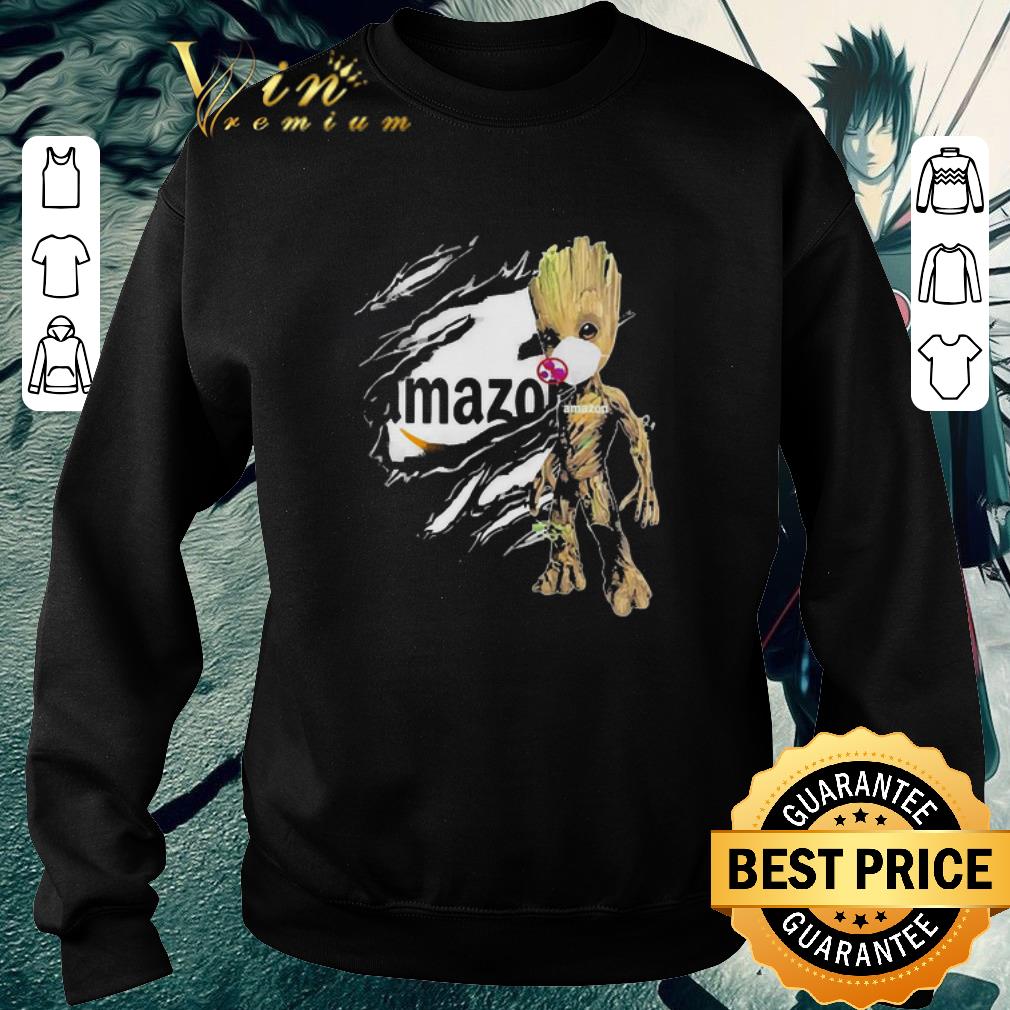 Pretty Baby Groot Mask Inside Me Amazon Logo Torn shirt