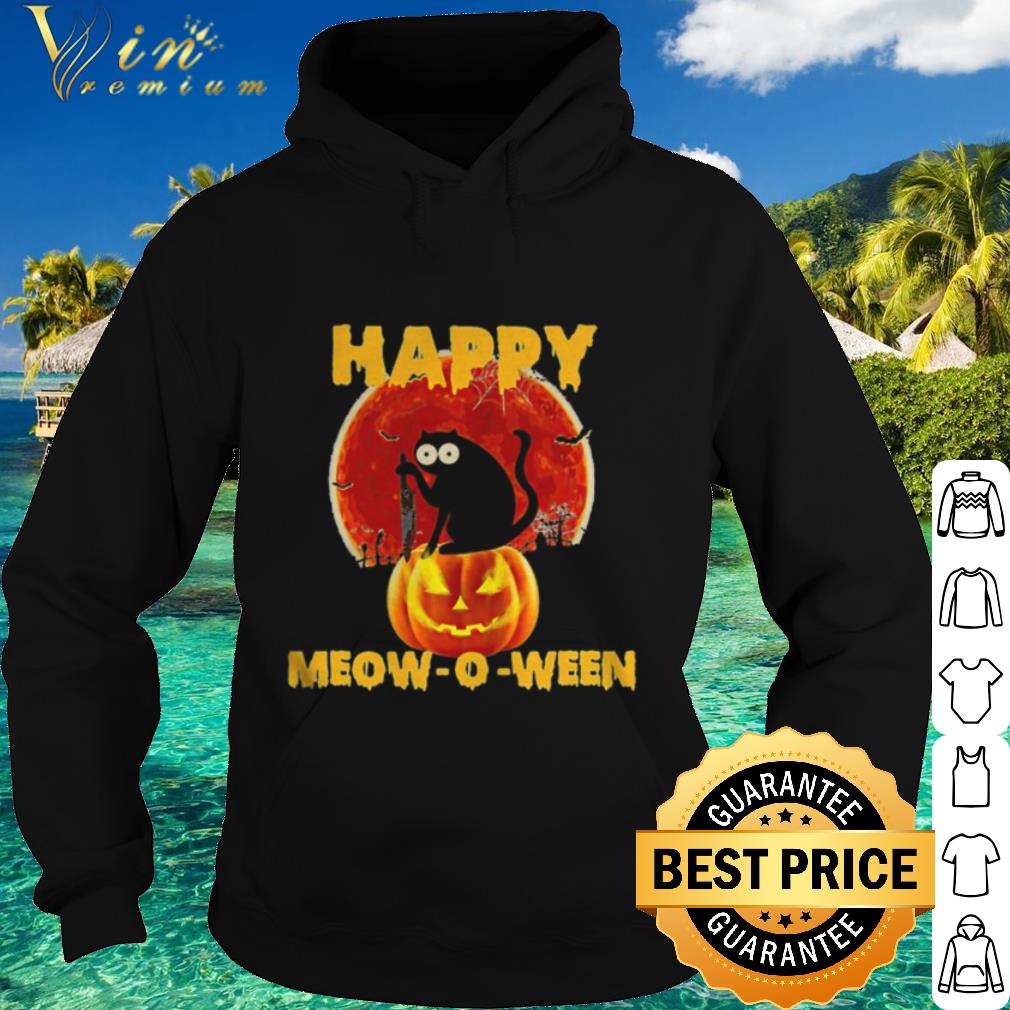 Cool Halloween Black Cat Hold Knife Happy Meow o ween shirt