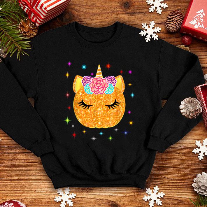 Hot Cute Unicorn Pumpkin Halloween Thanksgiving shirt