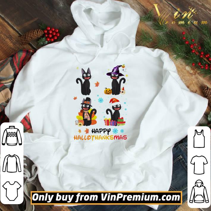 Black Cat Happy Hallothanksmas shirt