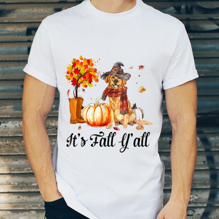 Awesome It's Fall Y'all Pumpkins Golden Retriever Halloween shirt