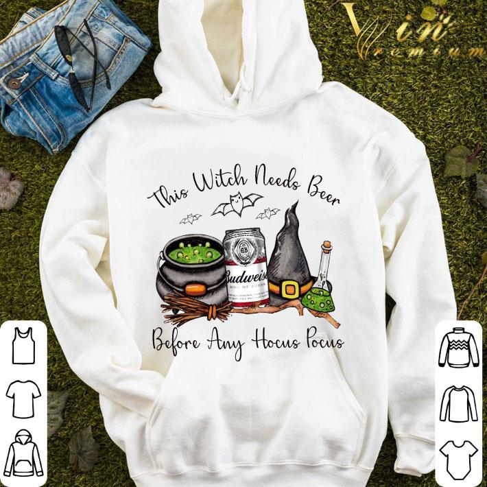 This witch needs beer Budweiser before any Hocus Pocus halloween shirt