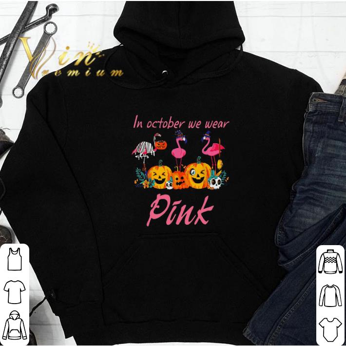 In October We Wear Pink Pumpkin Flamingo Halloween tshirt