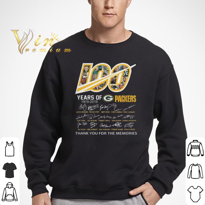 100 years of Green Bay Packers 1919-2019 signatures tshirt
