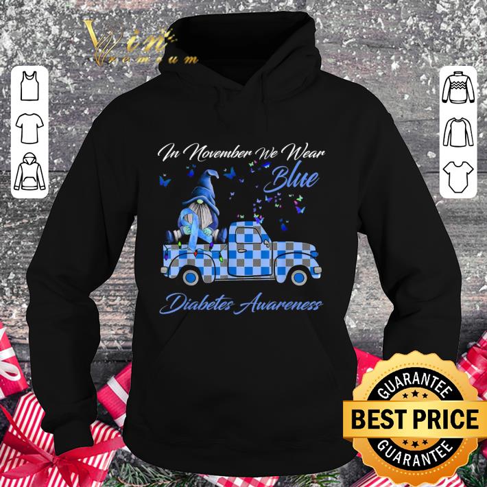 Official Gnome In November We Wear Blue Ribbon Gnomes Diabetes Awareness shirt 3 Official Gnome In November We Wear Blue Ribbon Gnomes Diabetes Awareness shirt