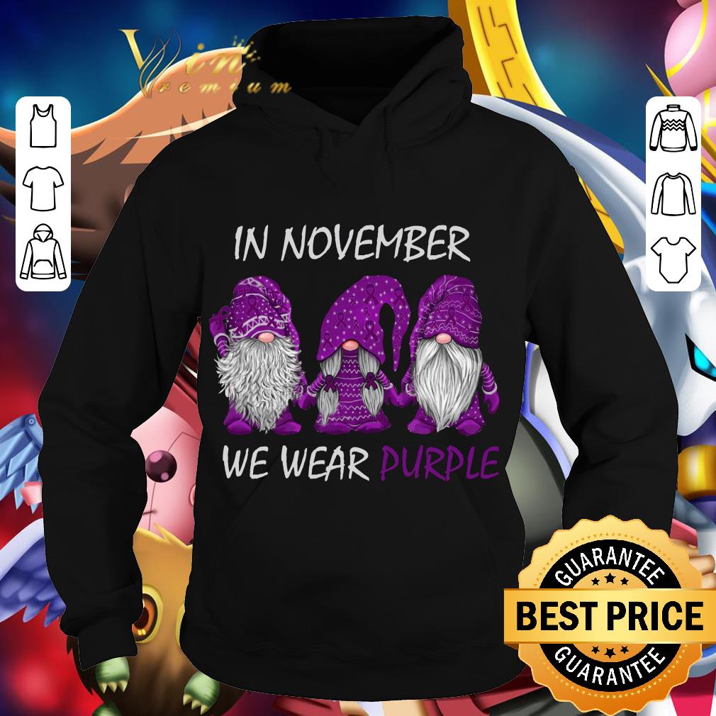 Gnomes In November We Wear Purple Fibromyalgia Awareness shirt 3 Gnomes In November We Wear Purple Fibromyalgia Awareness shirt