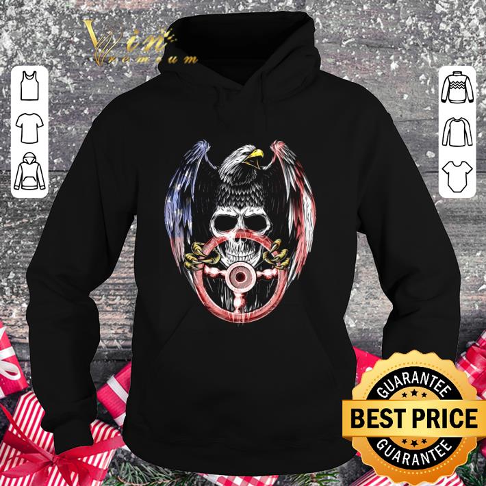 Awesome Eagle Skull Steering Wheel American flag shirt