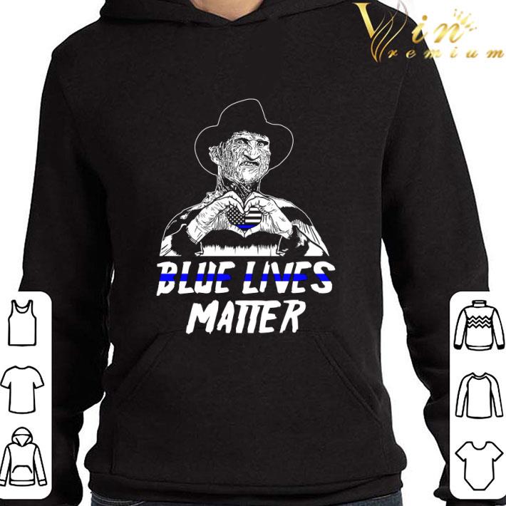 Freddy Krueger Blue Lives Matter Thin Blue Line Heart Halloween shirt