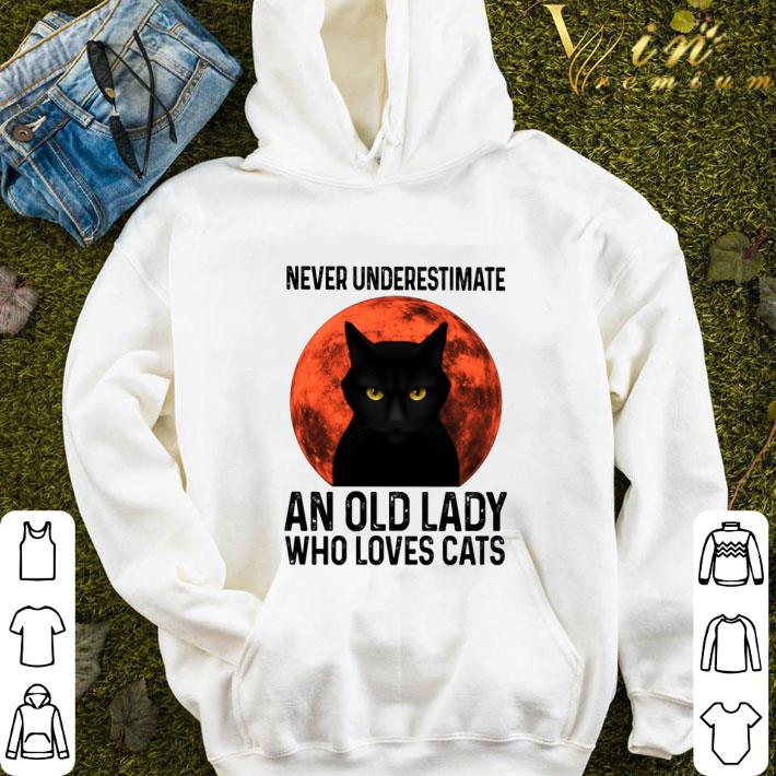 Black Cat Never Underestimate An Old Lady Who Loves Cats Sunset shirt