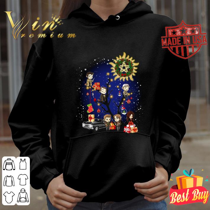 Best Supernatural Tv Show Characters Cartoon On The Tree Christmas shirt 3 Best Supernatural Tv Show Characters Cartoon On The Tree Christmas shirt
