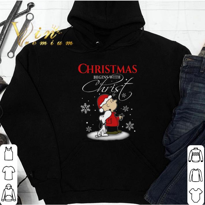 Snoopy And Charlie Brown Christmas Begins With Christ tshirt