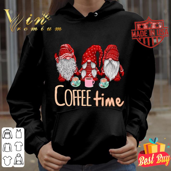 Funny Gnomes drink coffee time Christmas shirt