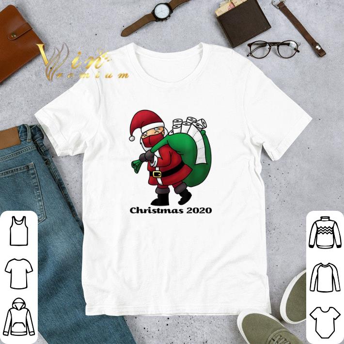 Santa with Face Mask and Toilet Paper Funny Christmas 2020 tshirt