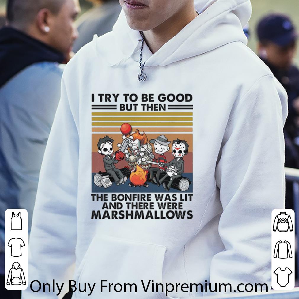 Premium Vintage Chibi Horror Movie I Try To Be Good But Then Marshmallows shirt