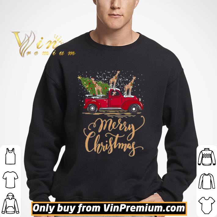 Giraffe driving christmas tree truck shirt