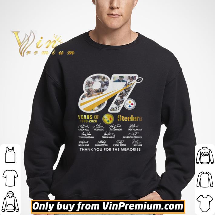 87 Steelers Years Of 1933 2020 Thank You For The Memories Signature shirt
