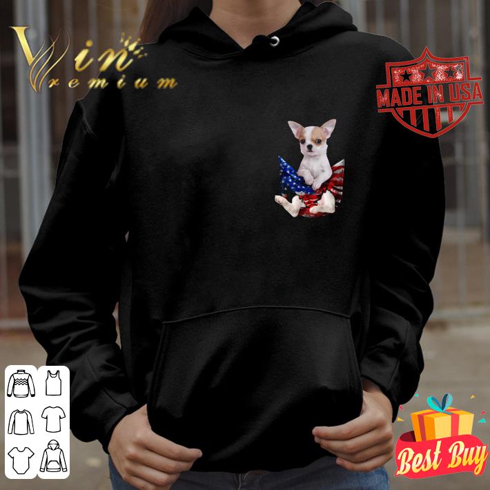 Original Chihuahua in tiny pocket American flag shirt