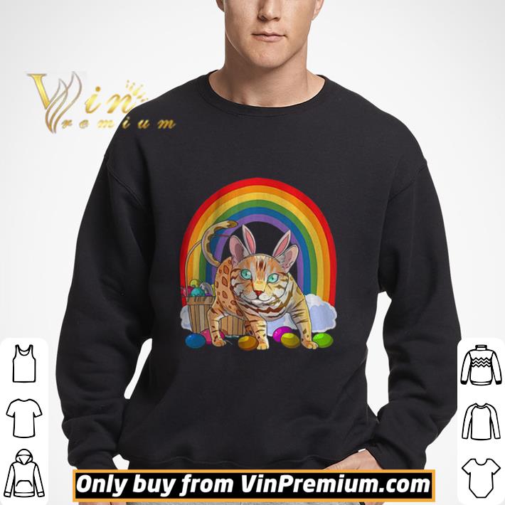 Bengal Cat Easter Eggs Bunny Rabbit Rainbow shirt