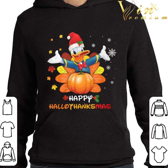 Turkey Santa Donald Duck Happy Hallothanksmas Thanksgiving Christmas shirt