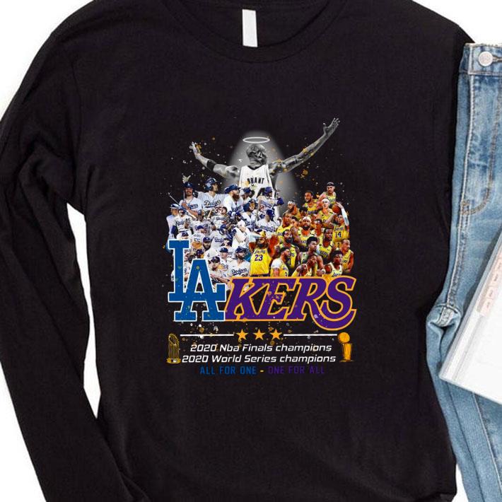 Hot Bryant Lakers 2020 Champions All For One One For All Dodgers shirt 3 Hot Bryant Lakers 2020 Champions All For One One For All Dodgers shirt