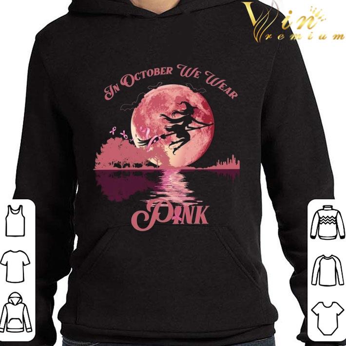 Witch In October We Wear Pink Breast Cancer Awareness Guitar Lake shirt