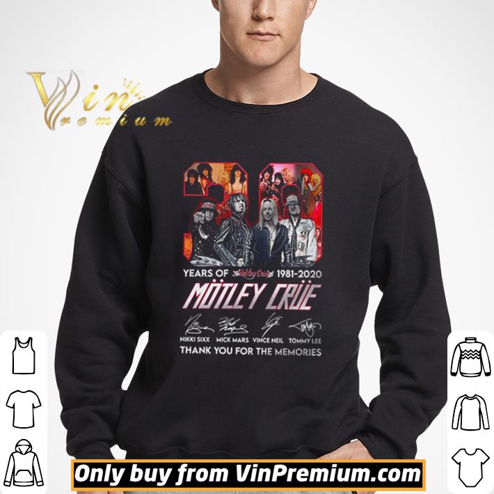30 years of Motley Crue 1981 2020 thank you for the memories shirt