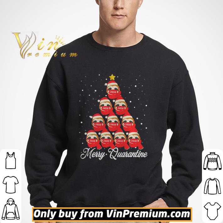 Sloth wearing mask merry quarantine christmas tree shirt