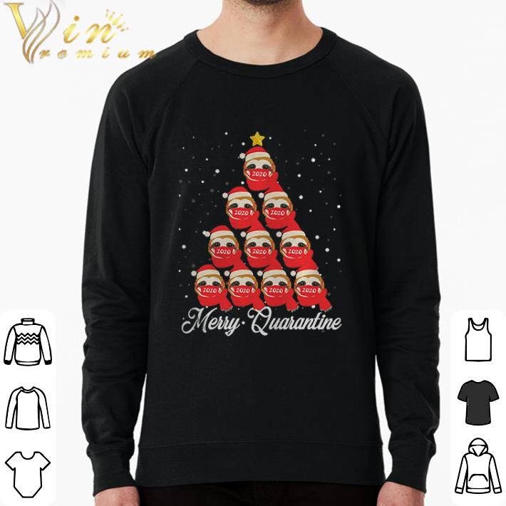 Funny Sloth wearing mask merry quarantine christmas tree shirt sweatshirt