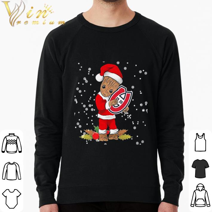 Nice Santa Baby Groot Hug Montreal Canadiens Christmas shirt sweatshirt