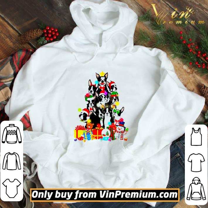 Boston Terrier Christmas Tree Lights gift dog shirt