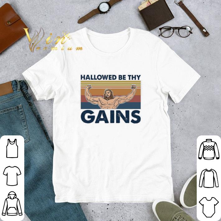 Jesus Gymer Hallowed Be Thy Gains Vintage Retro tshirt
