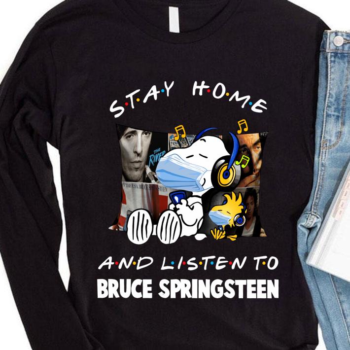 Original Friends Snoopy Stay Home And Listen To Bruce Springsteen Covid-19 shirt 3 Original Friends Snoopy Stay Home And Listen To Bruce Springsteen Covid-19 shirt