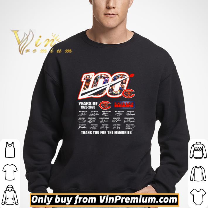 100 years of Chicago Bears 1920 2020 thank you for the memories shirt