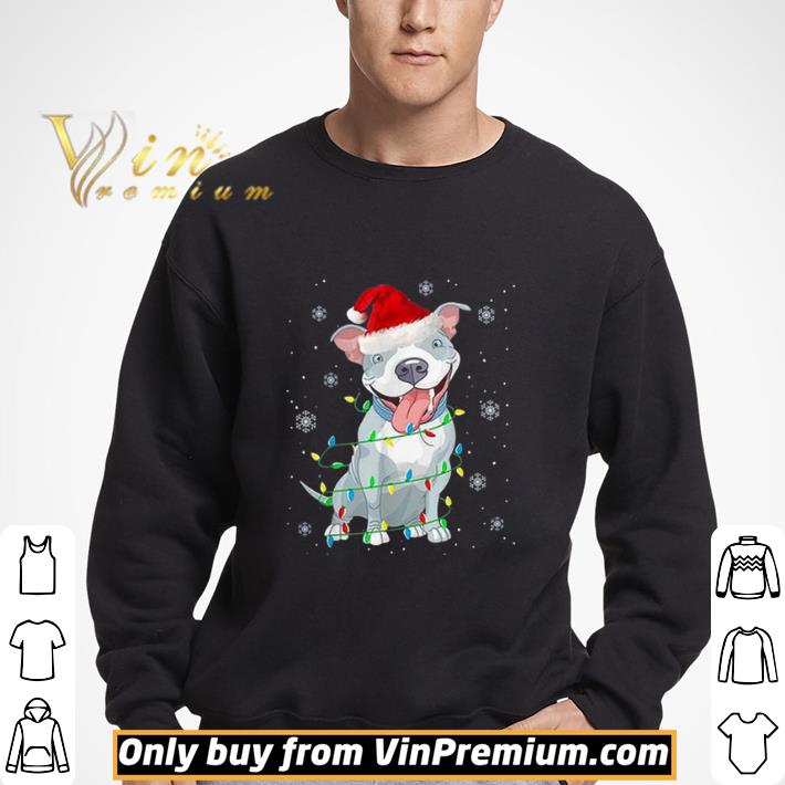 Pitbull Santa Light Merry Christmas shirt