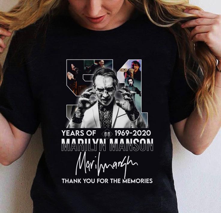 Official Marilyn Manson 51 Years Of 1969-2020 Signature Thank You For The Memories shirt Official Marilyn Manson 51 Years Of 1969-2020 Signature Thank You For The Memories shirt 2
