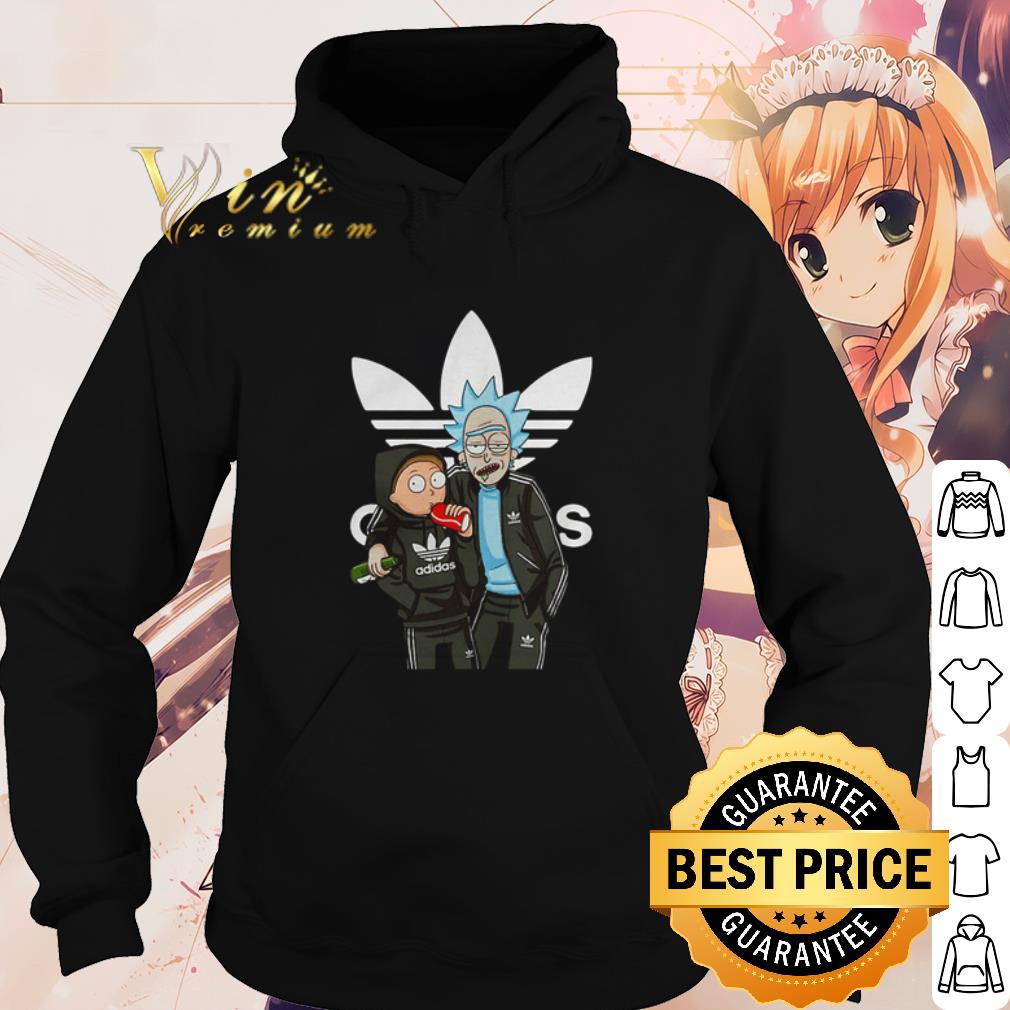 Premium Rick and Morty wearing adidas hoodie shirt