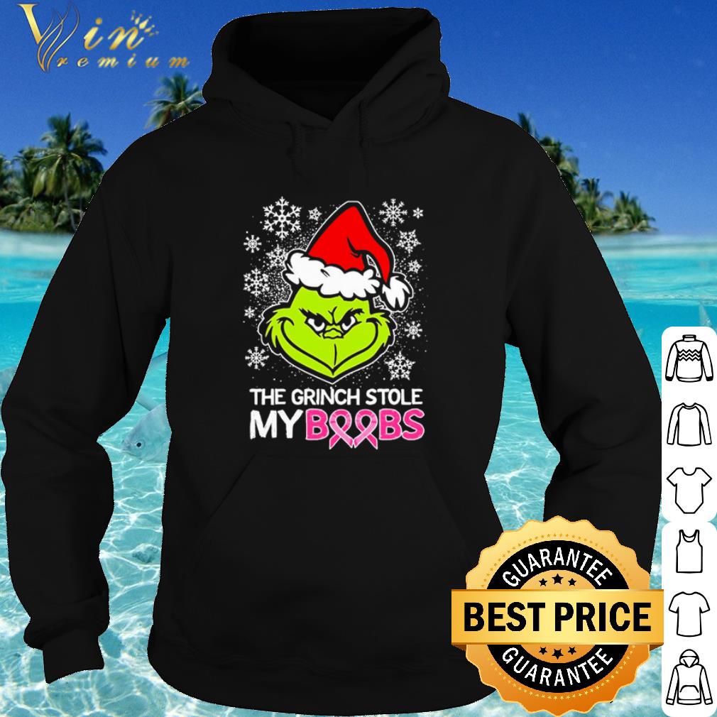 Best The Grinch Santa Stole My Boobs Breast Cancer Christmas shirt