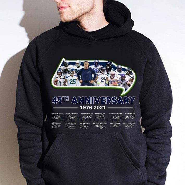 Awesome NFL Seattle Seahawks 45th Anniversary 1976-2021 Signatures shirt 3 Awesome NFL Seattle Seahawks 45th Anniversary 1976-2021 Signatures shirt